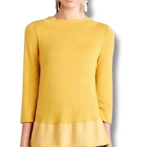Angel of the North Yellow Cotton Cashmere Wool Blend Top